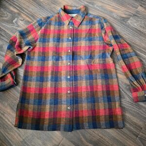 Koret City Blues Plaid Button Up Long Sleeve Shirt Women's Medium